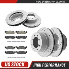 Front Rear Drilled Disc Rotors Brake Pads Kit For 2006-08 Ram 1500 Ram 2500 3500
