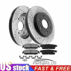 13.58″ REAR Drilled Disc Rotors Ceramic Pads for Silverado Chevy Sierra 1500 GMC