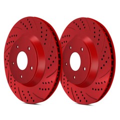 For Toyota Land Cruiser 93-97 Double Drilled & Slotted Front Brake Rotors