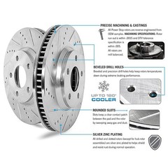 Power Stop Drilled & Slotted Front Brake Rotors for Silverado Sierra Yukon Tahoe