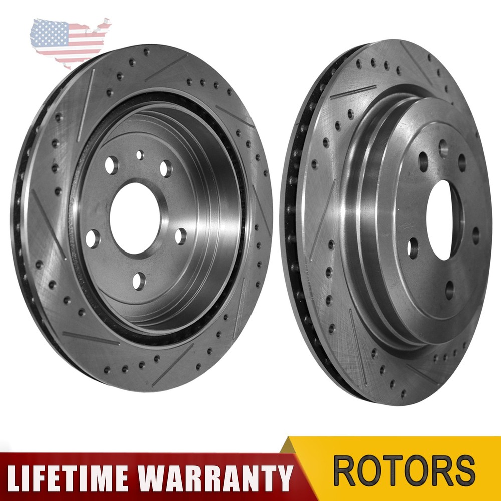 2pcs Rear Drilled Brake Rotors for Chevrolet Camaro 10-15 Cadillac CTS 2008-2019