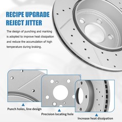 12.76″ Rear Drilled Disc Rotors Brake Pads for 2015-20 GMC Canyon Chevy Colorado
