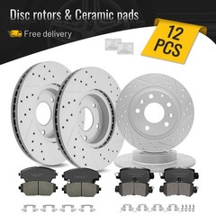 Front Rear Drilled Rotors Ceramic Brake Pads for 2016 2017 2018 Mazda CX-3 AWD