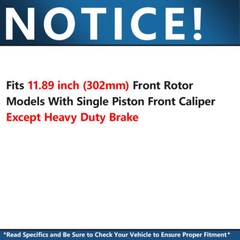 11.89″ Front Rotors + Brake Pads for Dodge Grand Caravan Journey Town & Country