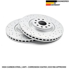FRONT & REAR KINETIX CROSS DRILLED PERFORMANCE BRAKE DISCS FR RR 340mm 310mm