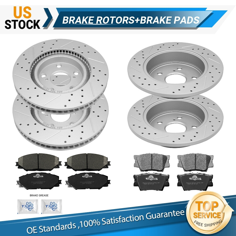 Front & Rear Disc Rotors Ceramic Brake Pads for 2006-2015 2016 2018 Toyota Rav4