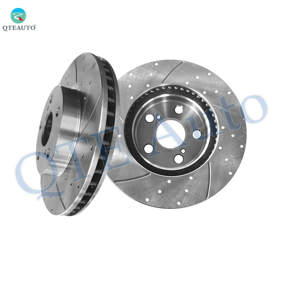 Front 255mm Drilled Slotted Brake Disc Rotors For 2012-2015 Toyota Prius Plug-IN