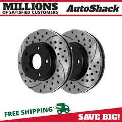 Front Drilled Slotted Brake Rotors Black Pair 2 for Mitsubishi Galant Eclipse V6
