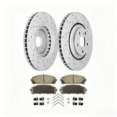 Fit Toyota Sienna Highlander Lexus RX350 NX300 Front Drilled Rotors + Brake Pads