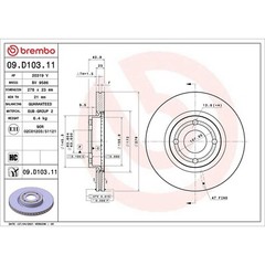Brembo Prime Line UV Coated Vented Brake Disc Pair – 09.D103.11 Fits Ford