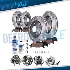 Front Rear Drilled Brake Rotor Pads Wheel Bearing Hubs for 2010-17 Chevy Equinox