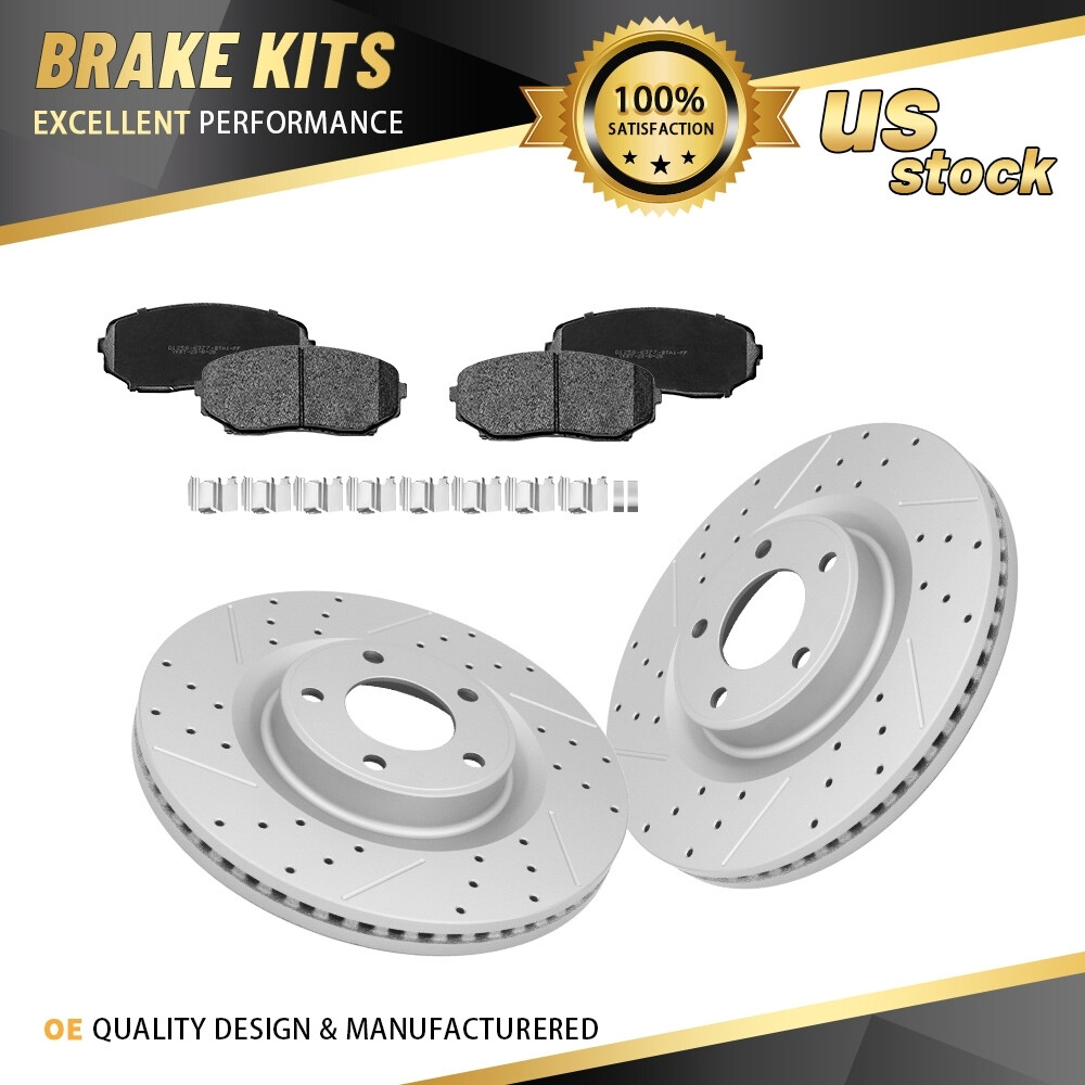Front Drilled Rotors + Ceramic Pads for 2007 2008 – 2014 Ford Edge Lincoln MKX