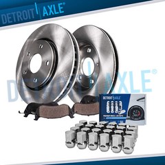 5-Lug Front Brake Rotors Pads w/ 24pc Wheel Lug Nuts for 2012-2017 2018 Ram 1500