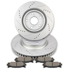 Front Brake Rotors Discs and Ceramic Pads Fits Toyota Camry Avalon Drilled 296mm