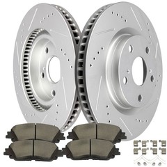 Drilled Slotted Rotors For 2021-22 Toyota Venza Front Brake Ceramic Pads Kit