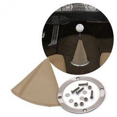 Tan Vertical Shifter or Emergency Brake Boot with Round Polished Trim Ring