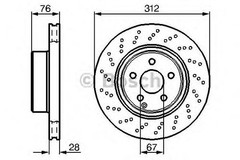 Bosch Brake Disc Front Diameter 312mm 67mm Perforated Vented 28mm 0986478471