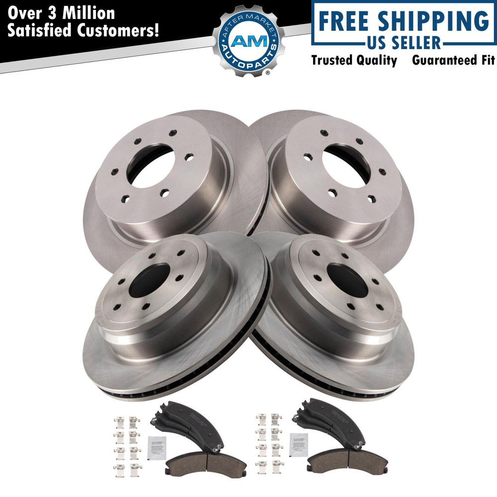Front & Rear Brake Pad & Rotor Kit Ceramic Fits 2016-2021 Nissan TITAN XD