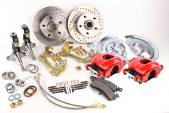 1964-1967 Chevelle Disc Brake Kit Red Calipers & Complete Brake Line Kit