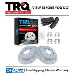 TRQ Rear Performance Drilled & Slotted Brake Rotor & Posi Ceramic Pad Set