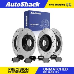 Front Rear Drilled Slotted Brake Rotors Ceramic Pads for Kia, Forte 2017