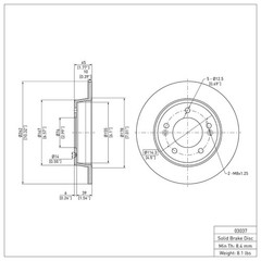 DFC 600-03037 Premium Solid Rear Brake Rotor for 2020-2026 Hyundai Venue