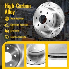 11.02″ Front Drilled Rotors Ceramic Brake Pads for Elantra Veloster Kia Forte