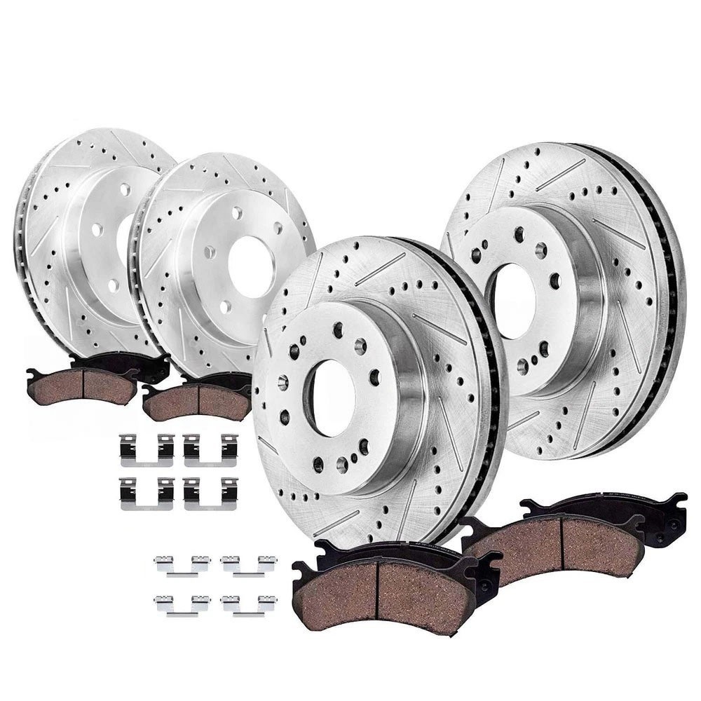 Rear Drilled Slotted Drilled Slotted Rotors Ceramic Pads Kit