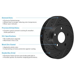 R1 Concepts Whuh1 53004 R1 Brake Rotors D S Black W Optimum Oe Pads Hdw
