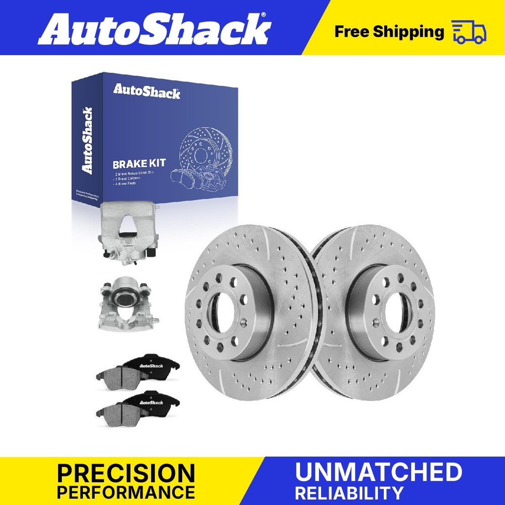 Front Drilled Slotted Brake Rotors Pads Calipers for VW, Jetta 11-12, 14-15