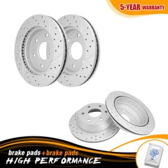 4PCS Front Rear Drilled Brake Rotors for Silverado Sierra 1500 Tahoe Yukon Astro