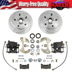 Front Brake Kit Deluxe Drilled/Slotted for 1955-1957 1959-64 Chevy Full-size Car