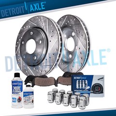 Front Drilled Rotors Brake Pads +10pc Wheel Lug Nuts for Legacy Impreza Forester