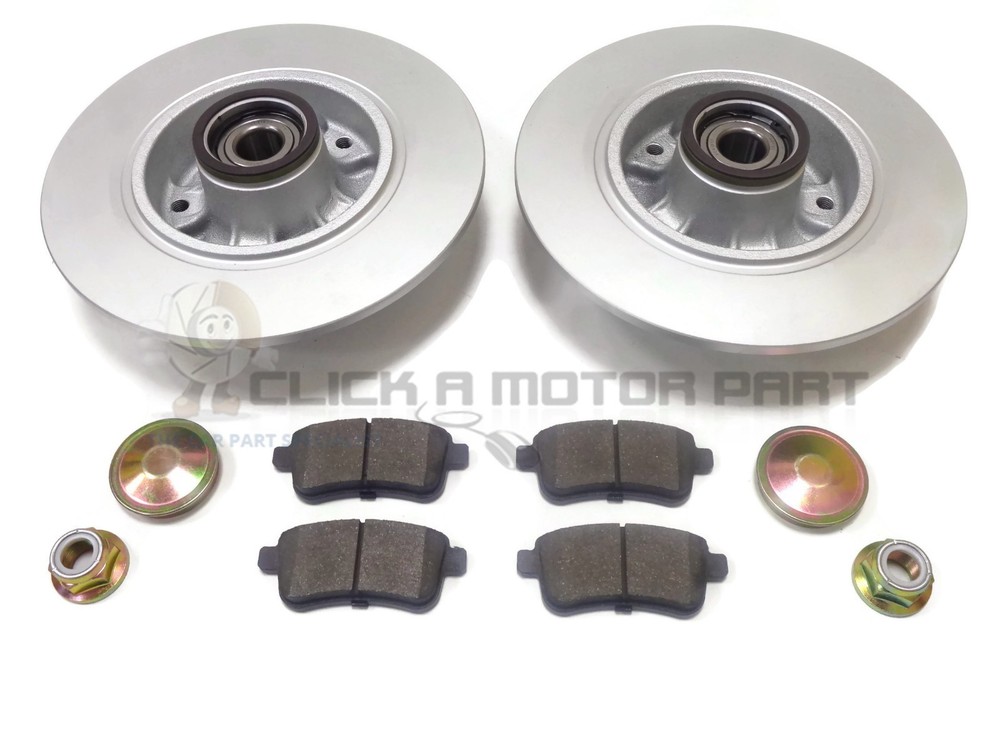 RENAULT SCENIC MK3 REAR 2 BRAKE DISCS PADS FITTED WHEEL BEARINGS ABS RINGS ELECT