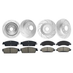 Front & Rear Drilled Rotors Brake Pads for Chevrolet Silverado GMC Sierra 1500