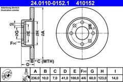 ATE 24.0110-0152.1 Brake Disc for Opel, Vauxhall