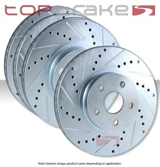 FRONT + REAR SET Performance Cross Drilled Slotted Brake Disc Rotors TBS34309