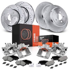 Front & Rear Drilled Brake Rotors & Pads + Brake Calipers for Dodge Nitro 2011
