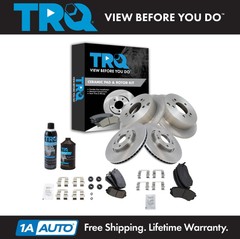 TRQ Ceramic Brake Pad & Rotor Kit Front & Rear Kit w/Chemicals