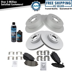 Premium Ceramic Brake Pad & Coated Rotor Kit Front & Rear Kit w/Chemicals