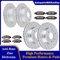 Front Rear Drill Brake Rotors and Pads for Chevy SILVERADO 1500 GMC SIERRA 1500