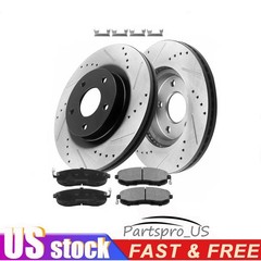 10.59” Rear Drilled Slotted Disc Rotors and Brake Pads for 2005-2010 Scion TC
