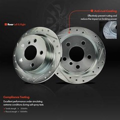 Rear Drilled Brake Rotors + Brake Pads for Mini Cooper 2015-2019 L3 1.5L L4 2.0L