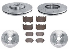 F&R Drilled Disc Brake Rotors Brake Pads Fits Mercedes Benz CLA35 AMG 2020-2025