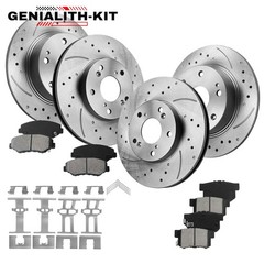 Front Rear Drilled Rotors Ceramic Brake Pads Kit for 2003-2007 Honda Accord 2.4L