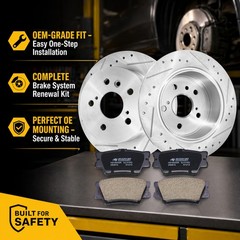 For Toyota Camry Avalon Lexus ES350 Front Rear Drilled Rotors Ceramic Brake Pads