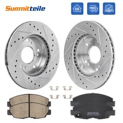 6PCS Front Drilled Disc Brake Rotors & Brake Pads For 2006-2011 Honda Civic