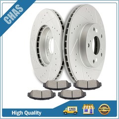 Front Drilled And Slotted Brake Rotors Brake Pads Fits 2003-2007 Honda Accord