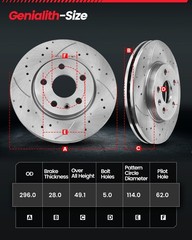 296mm Front + 281mm Rear Brake Rotors Pads Kits for 2006-2017 2018 Toyota Rav4