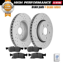 Front Drilled Rotor + Brake Pad for Jeep Grand Cherokee 2011-2020 Dodge Durango